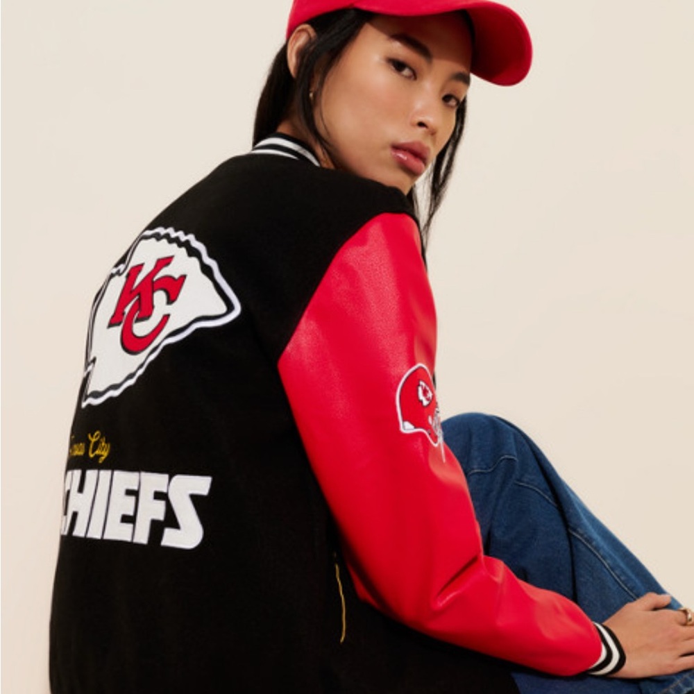Anthropologie Black and Red Varsity Jacket